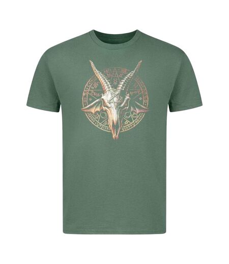 Unisex Adult Alchemy Devil Goat Cotton T-shirt Military Green Amplified