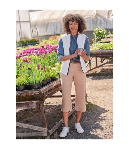 Womens/ladies Organic Cotton Fleece Gilet Cream WoolOvers