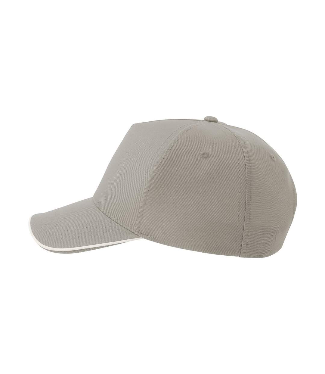 Casquette De Baseball Motif/style 5 Panneaux Recy Five Piping Adulte Gris Blanc Atlantis Headwear-3