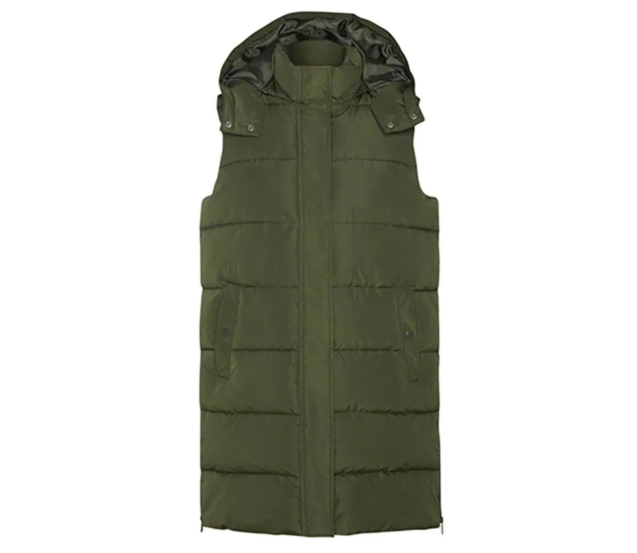 Doudoune longue sans manches - RY5076 - vert army-1