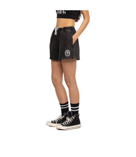 Short femme uni acid wash lien de serrage et patch côté Palm Paradise Vondutch