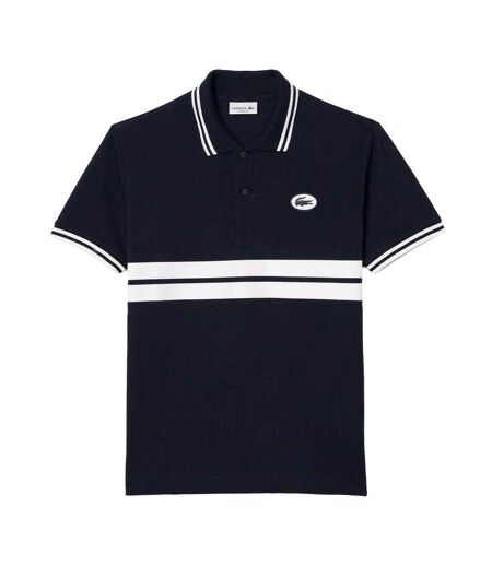 Mens Striped Premium Cotton Polo Shirt Black Lacoste