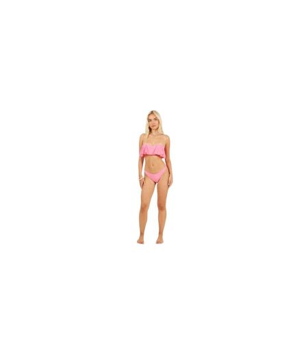 Womens/ladies Frill Bandeau Bikini Top Bright Pink Brave Soul