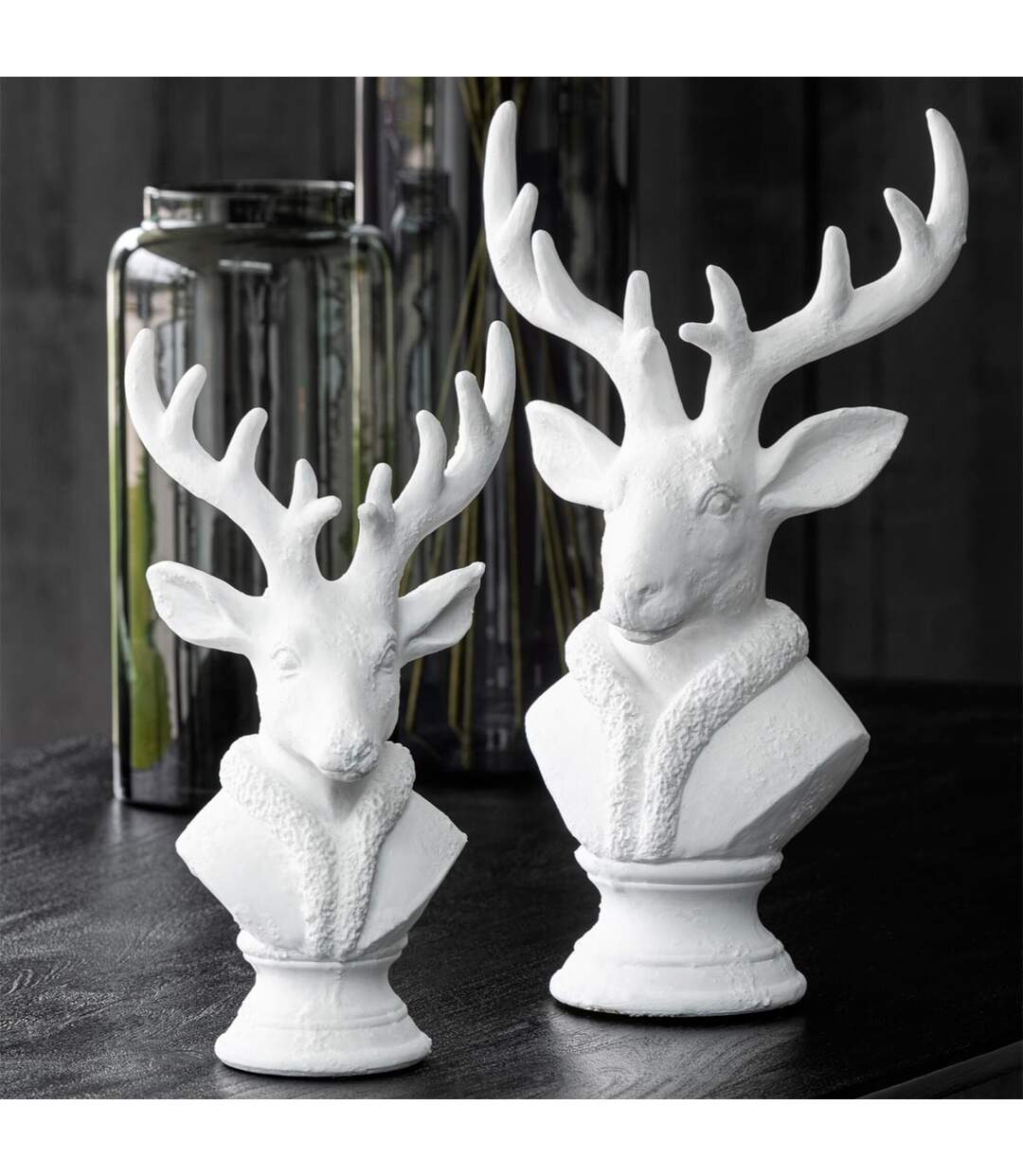 Tête de Cerf en Résine Courchevel 49cm Blanc-4
