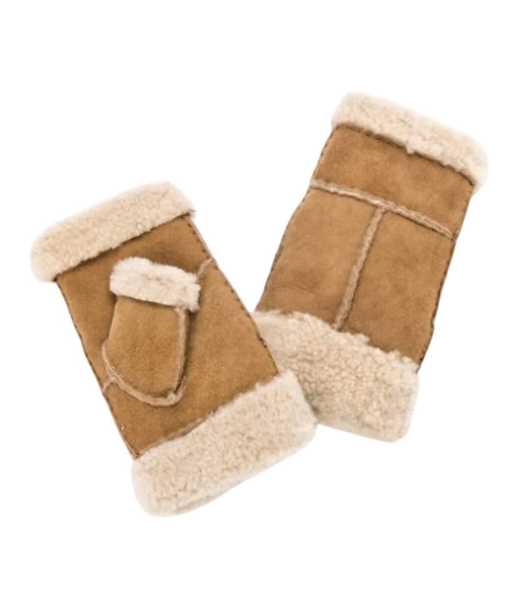 Womens/ladies Glitten Sheepskin Mittens Tan Eastern Counties Leather-1