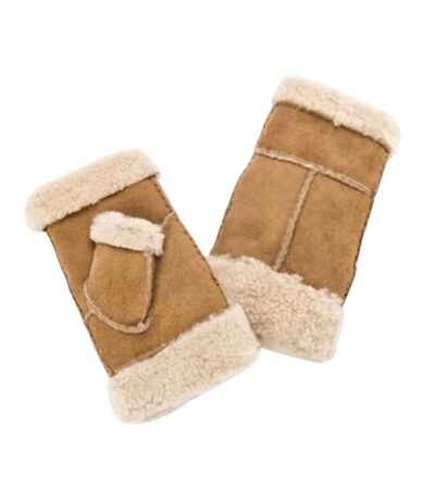 Womens/ladies Glitten Sheepskin Mittens Tan Eastern Counties Leather