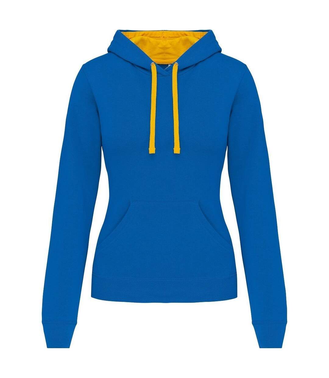 Sweat à capuche contrastée - Femme - K465 - bleu roi et jaune-1