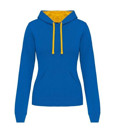 Sweat à capuche contrastée - Femme - K465 - bleu roi et jaune
