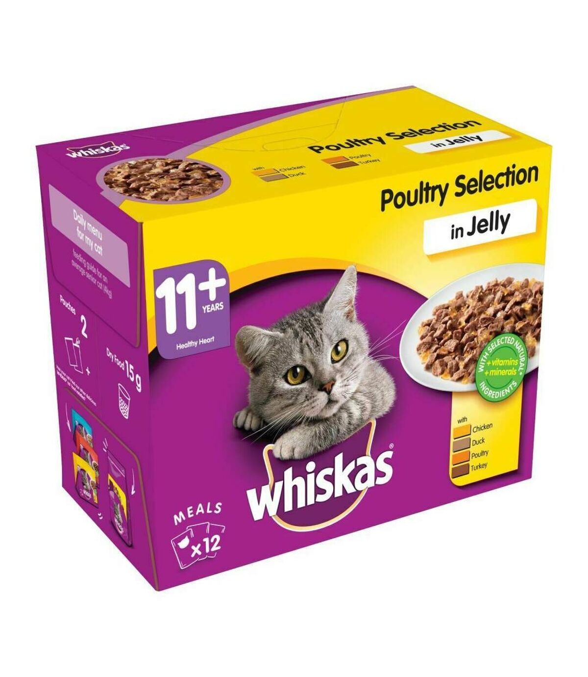 Whiskas 11+ Poultry Selection Senior Cat Food Pouches (Pack Of 12) (May
