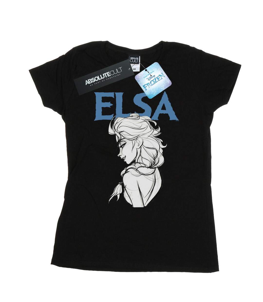 Disney Femmes/Ladies - Frozen Elsa Profile Sketch Cotton T-Shirt (Noir) - UTBI21958-1