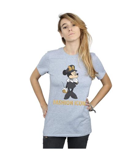 Disney Femme/Ladies Minnie Mouse Fashion Icon Cotton Boyfriend T-Shirt (Gris sportif) - UTBI37126
