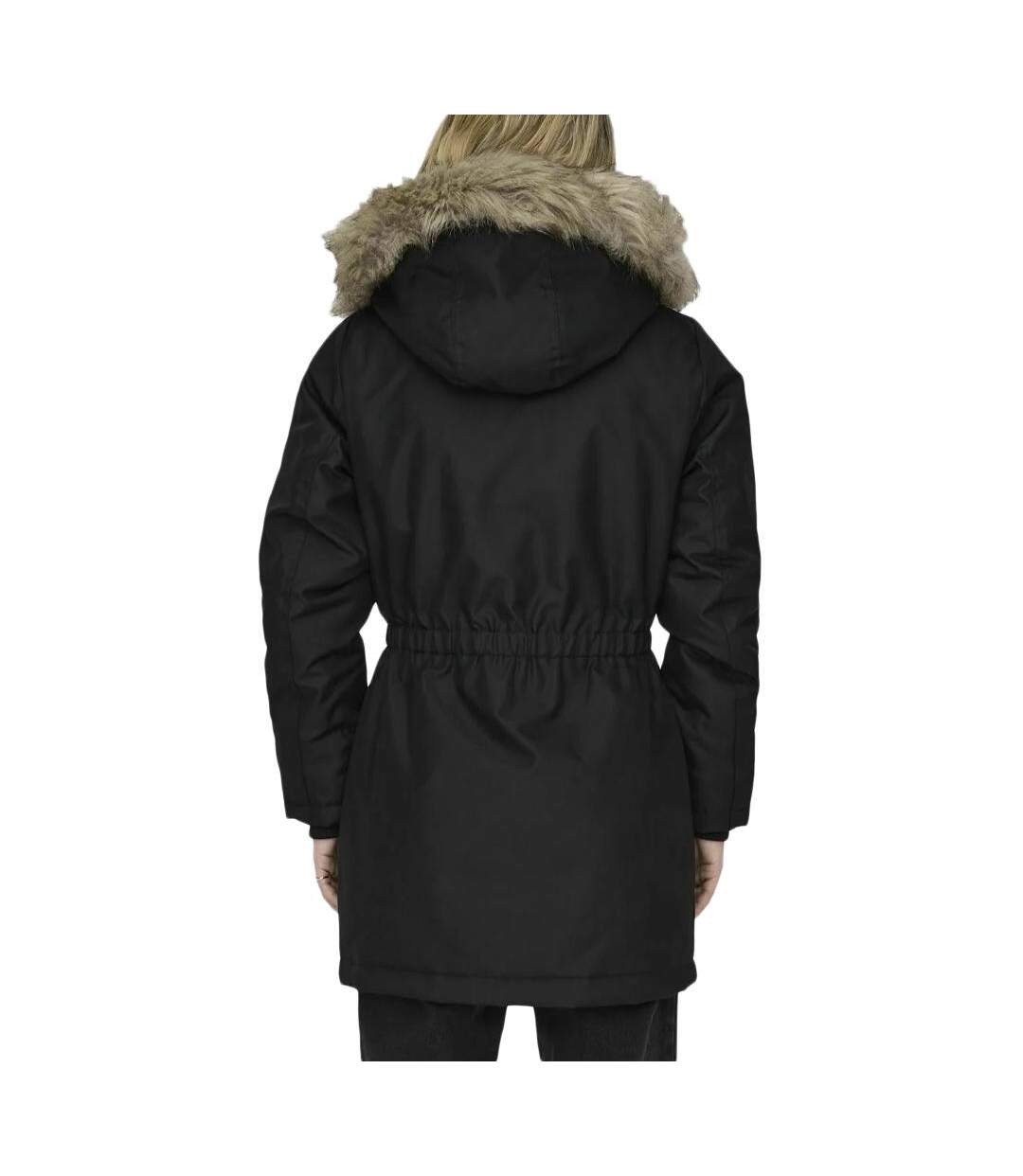 Manteau noir femme only liris fur - s-2