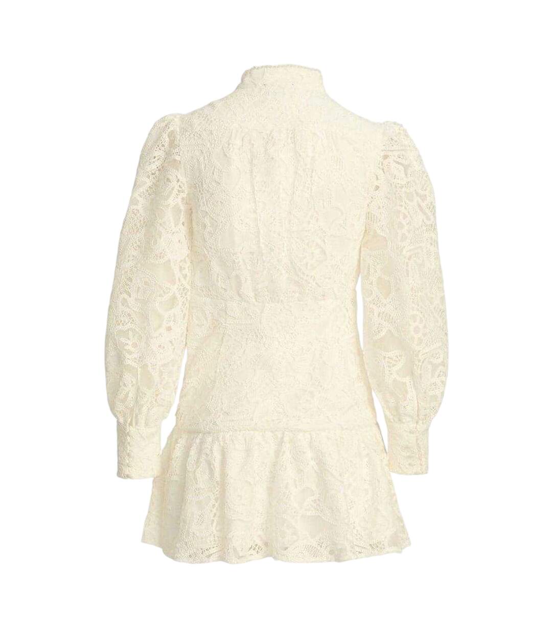 Robe Courte Motif/style Lacets Remy Femme Blanc Cassé Bardot-3