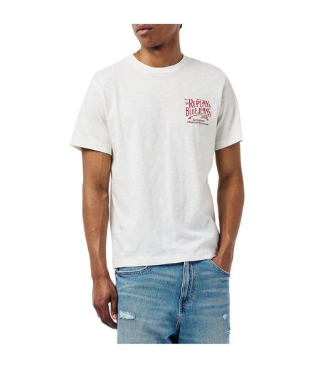 Mens Back Jeans Logo T-shirt White Replay