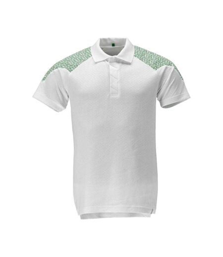 Unisex Adult Food & Care Polo Shirt White Grass Green Mascot
