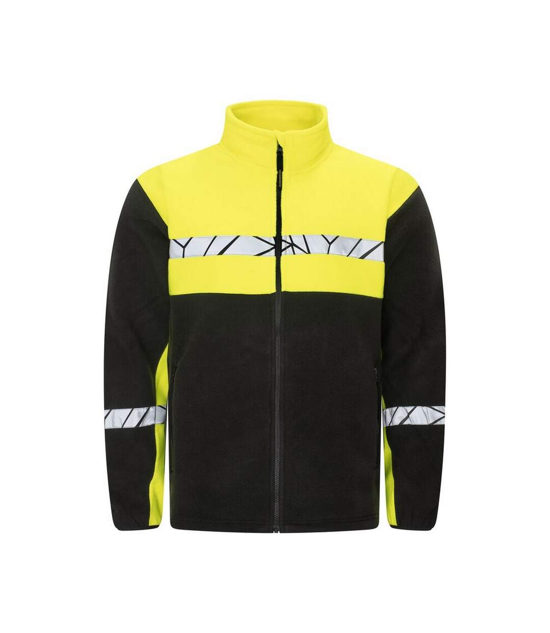 Mens 7300 Fleece Jacket Black Yellow Projob-1