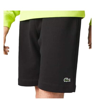 Short noir homme lacoste regular fit en molleton - l