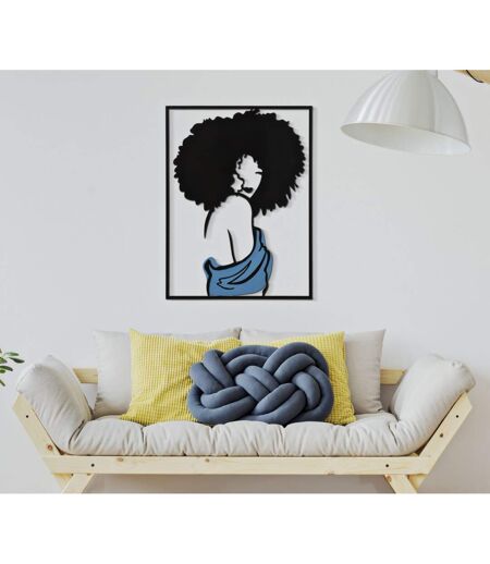 Décoration Murale Encadrée en Métal Afef 80cm Noir & Bleu