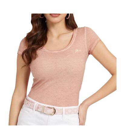 T-shirt Rose Clair Femme Guess Script - L