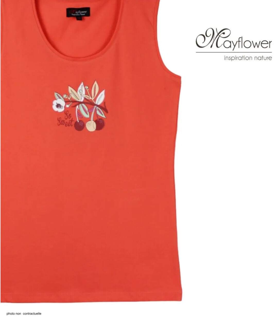MAYFLOWER LOLA2 — Débardeur corail / orange femme coton : l'éclat d'un style casual vitaminé-4