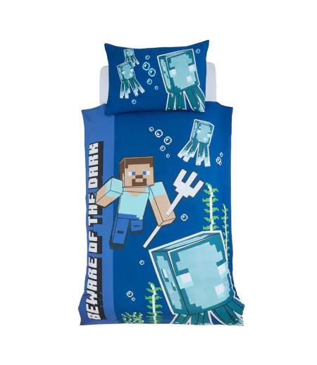 Beware Of The Dark Single Duvet Cover Set Multicoloured Minecraft