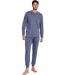 Pyjama tenue d'intérieur pantalon polo manches longues Blue Premium Admas