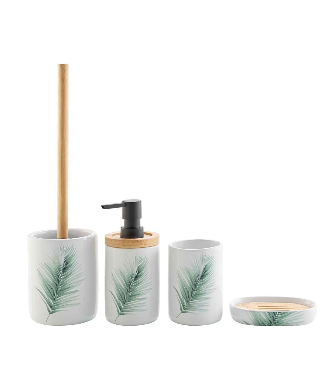 Gobelet de salle de bain Varadero en céramique - Blanc et vert-3