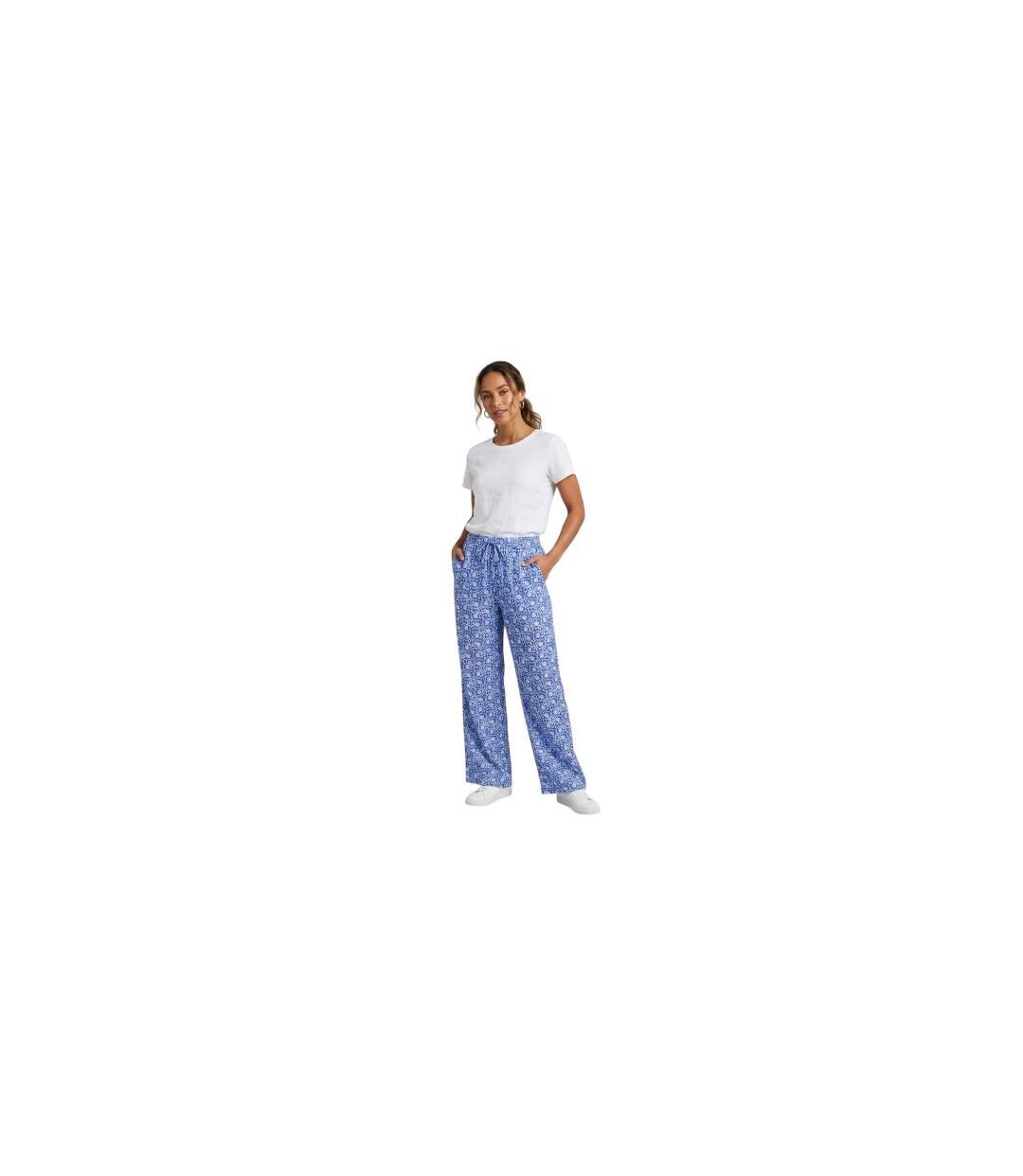 Womens/ladies Lyca Floral Wide Leg Trousers Dresden Blue Vero Moda-1