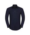 Russell Collection Mens Long Sleeve Easy Care Tailored Oxford Shirt (Bright Navy)