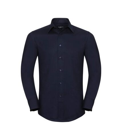 Russell Collection Mens Long Sleeve Easy Care Tailored Oxford Shirt (Bright Navy) - UTBC1015