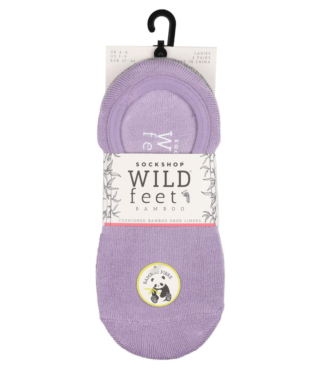 2 Pack Ladies Bamboo No Show Socks | Novelty Cushioned Socks with Heel Grip-2