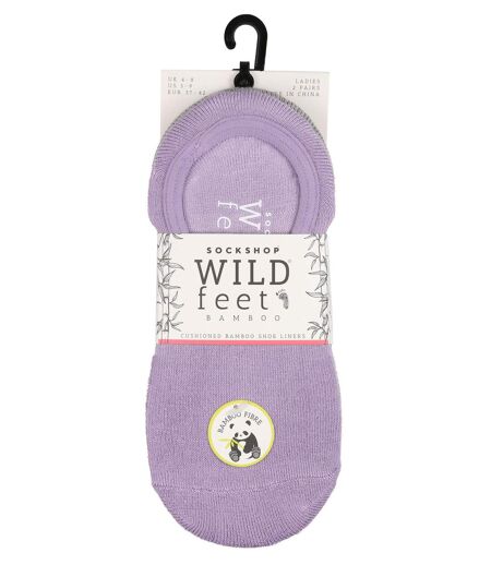 2 Pack Ladies Bamboo No Show Socks | Novelty Cushioned Socks with Heel Grip