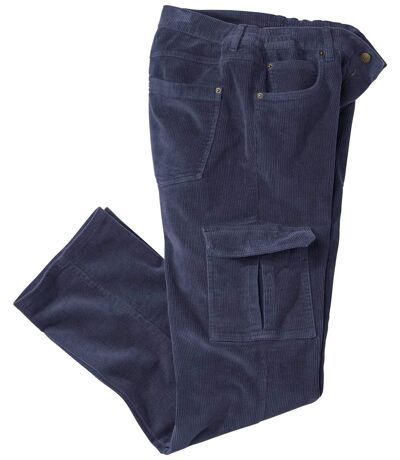 Men's Stretchy Corduroy Cargo Pants - Blue