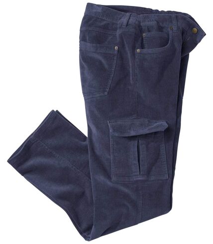 Men's Blue Corduroy Cargo Trousers 