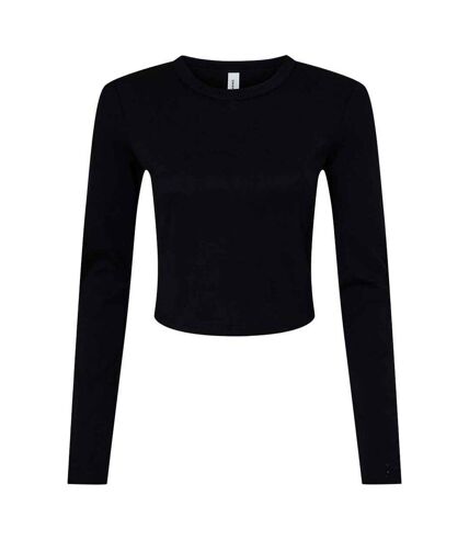 Womens/ladies micro-rib long-sleeved t-shirt solid black Bella + Canvas