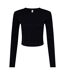 Womens/ladies micro-rib long-sleeved t-shirt solid black Bella + Canvas