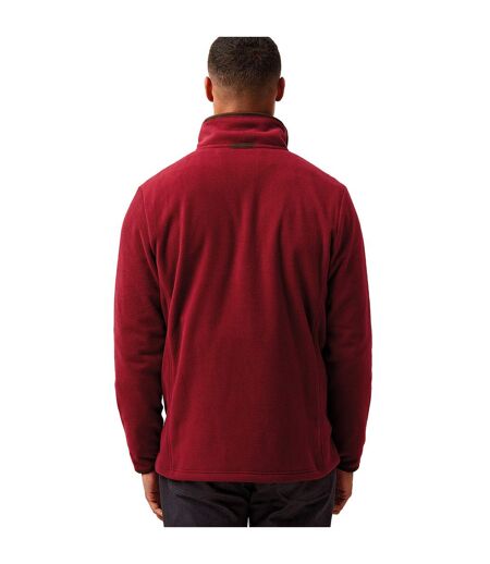 Mens artisan fleece jacket burgundy/brown Premier