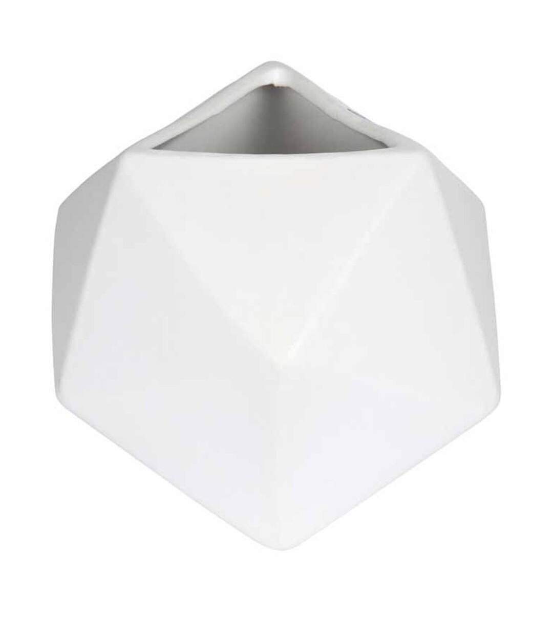 Vase Déco en Céramique Geometrik 15cm Blanc-1