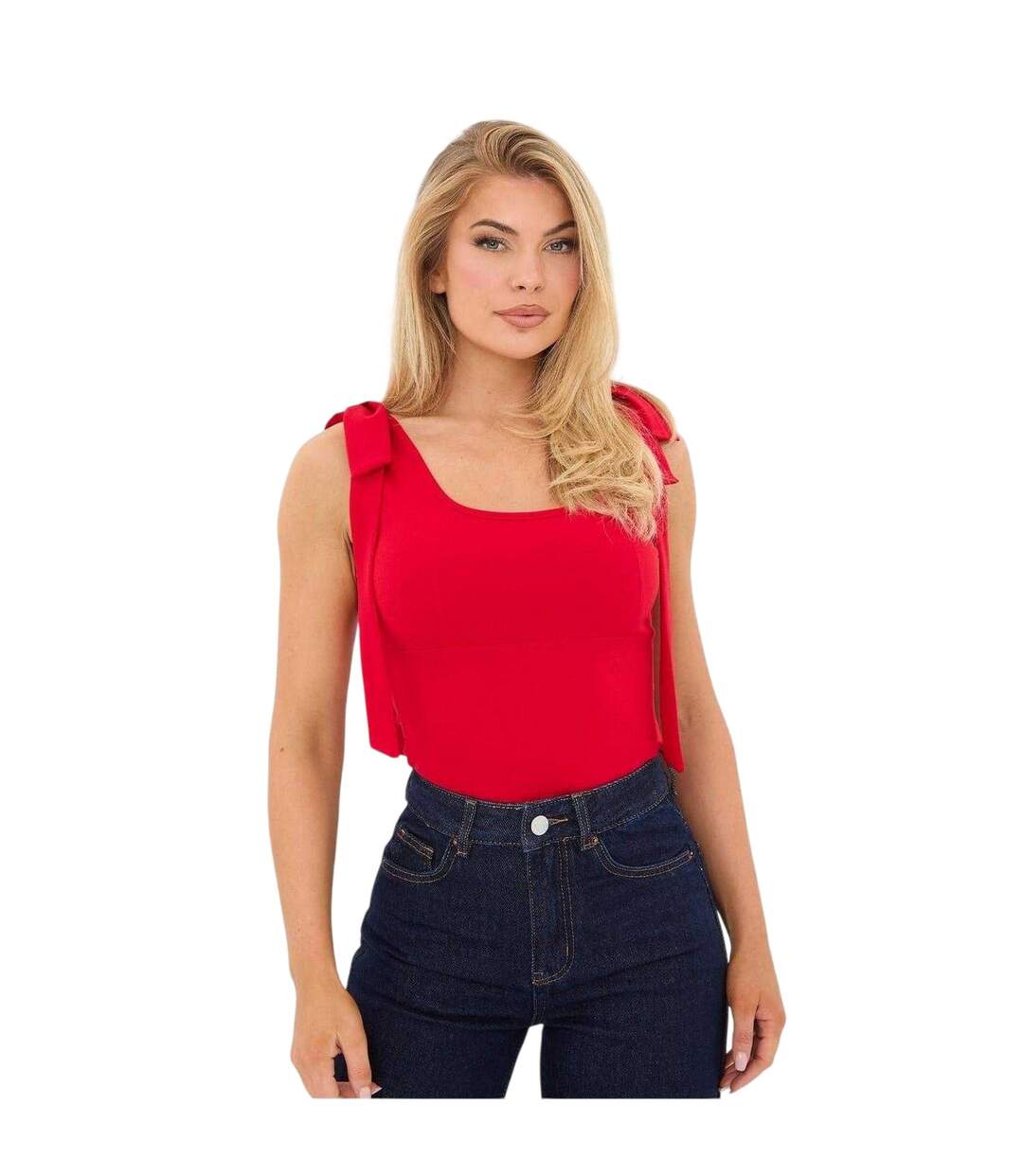 Womens/ladies Bow Tank Top Red I Saw It First-2