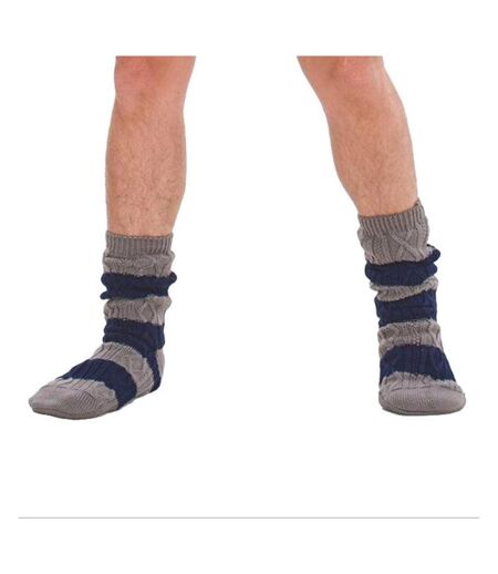 Mens Sherpa Lined Socks Navy Grey Soxy