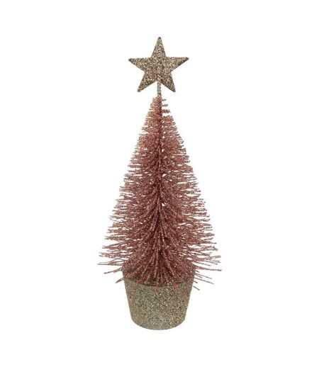 Sapin Déco de Noël Paillette 15cm Rose