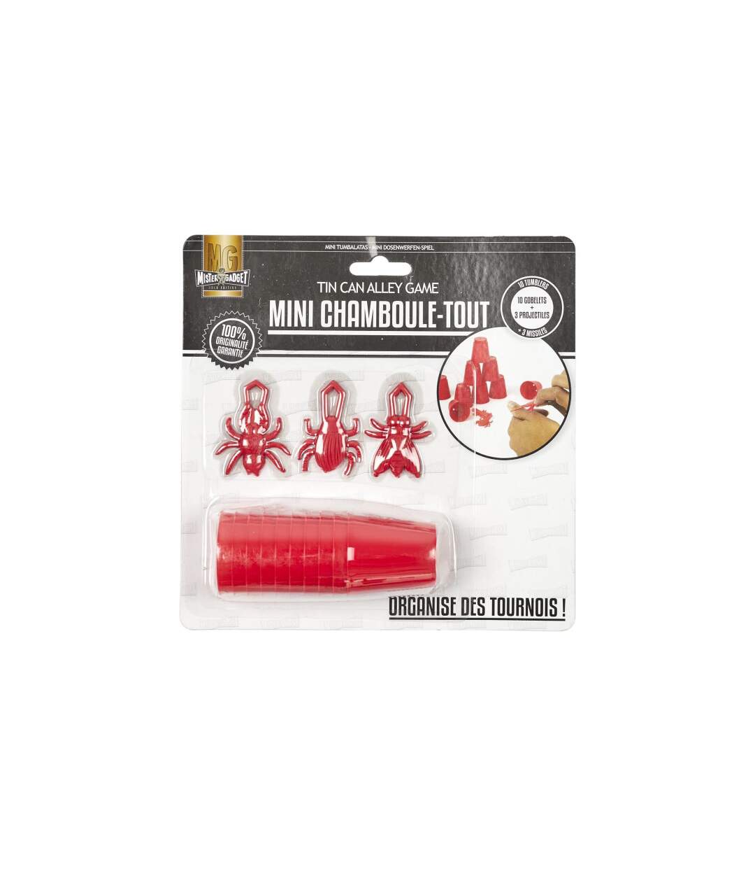 Mini-Jeu 10 Verres Chamboule-Tout 4cm Rouge-5