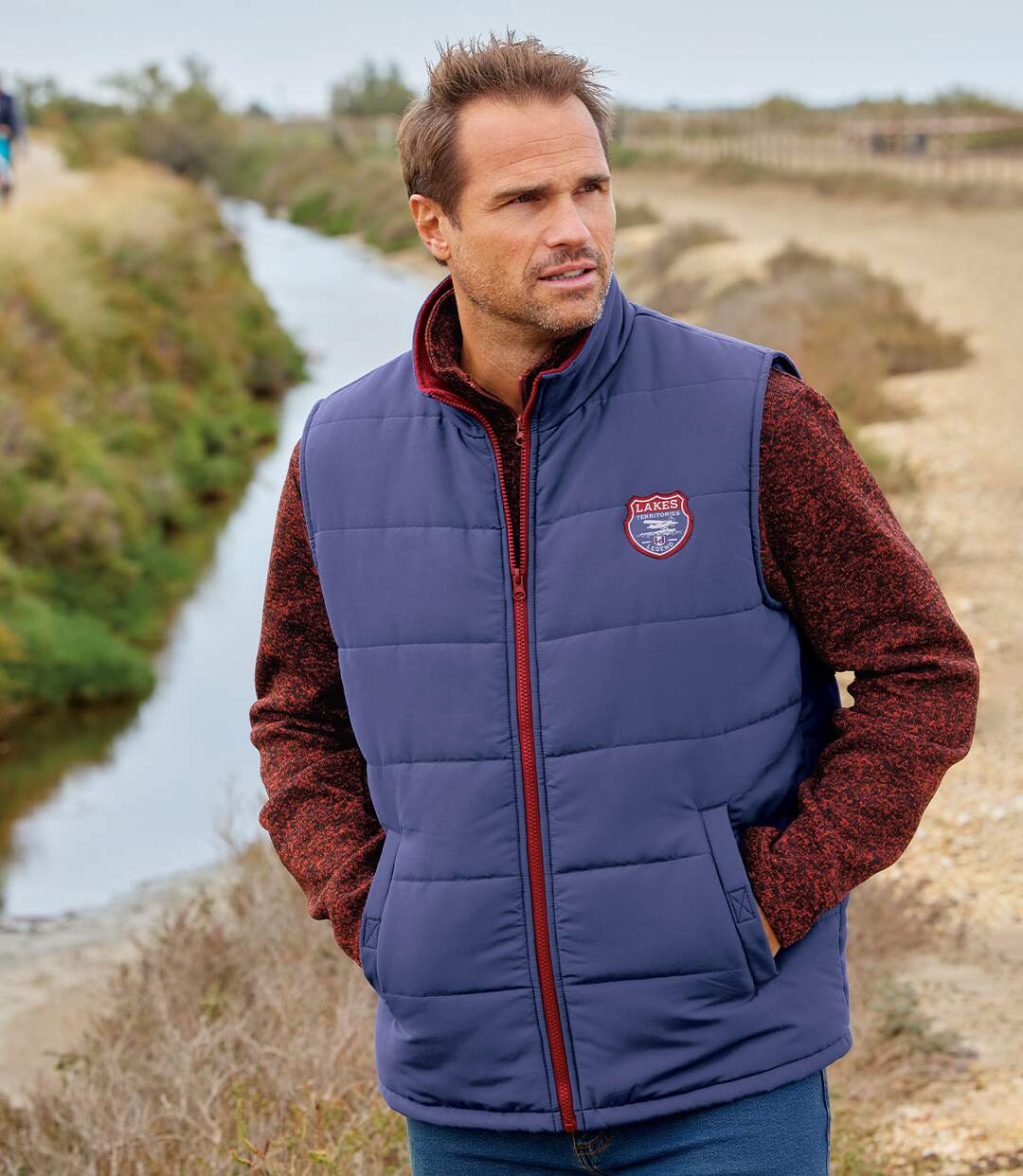 Men's Blue Padded Gilet - Full Zip | Atlas For Men