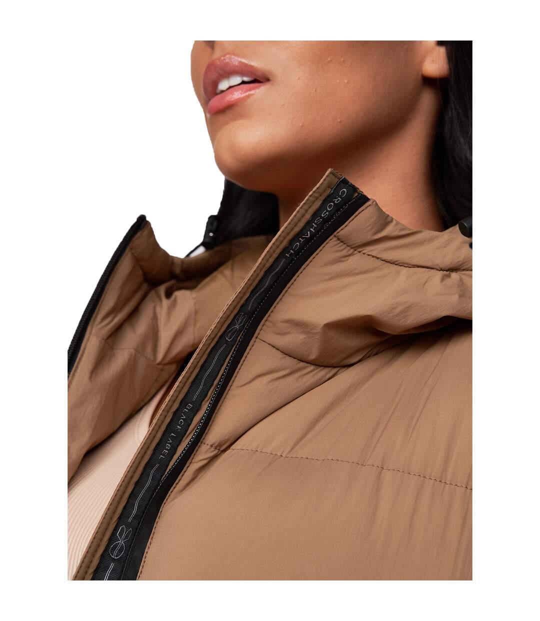 Womens/ladies Alaiya Gilet Camel Crosshatch-4