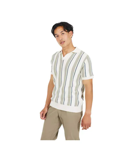 Polo Motif/style Rayé Homme Crème Gris Clair Vert Moyen Brave Soul