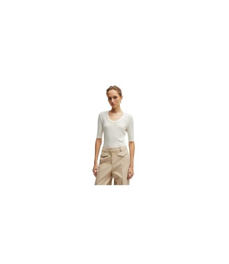 Womens/ladies Effilie Ribbed T-shirt White Boss
