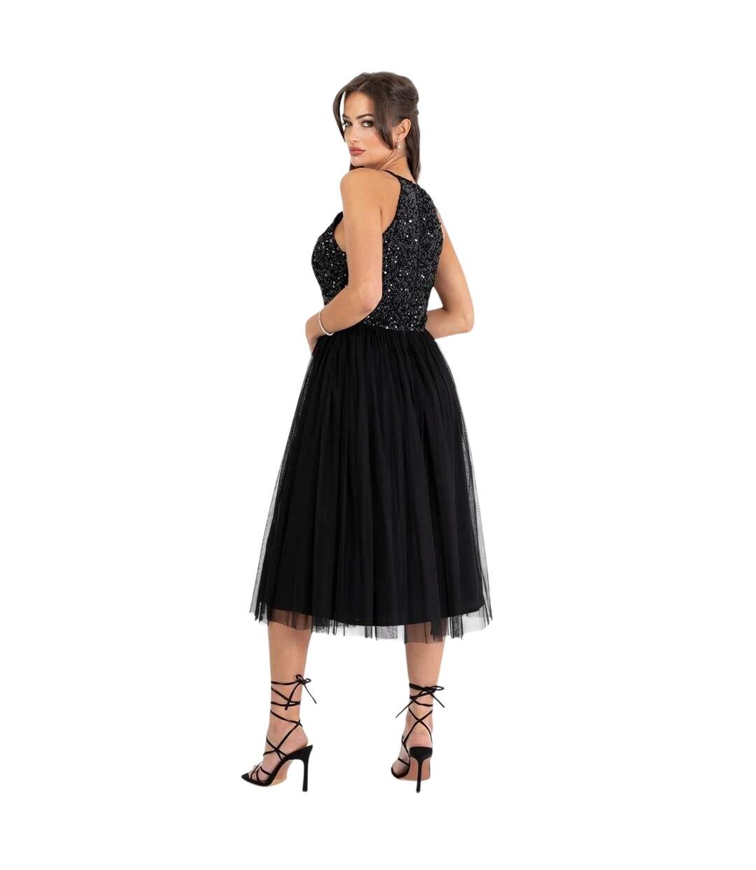 Robe Mi-longue Officiel Femme Noir Deluxe-3