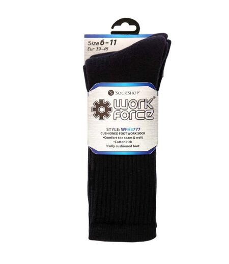Work Force Mens Cotton Rich Socks (Pack of 2 Pairs) (Black) - UTAB406