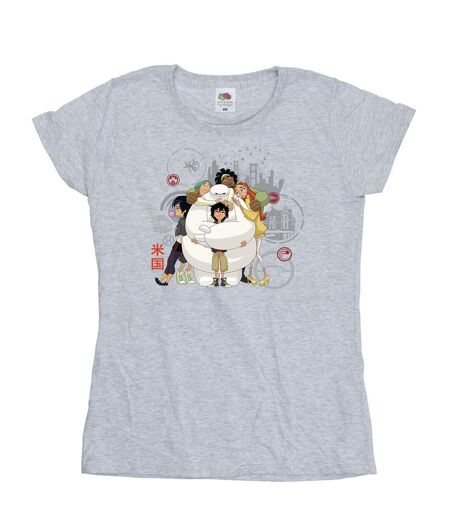 Disney - T-shirt BIG HERO BAYMAX GROUP HUG - Femme (Gris chiné) - UTBI13244