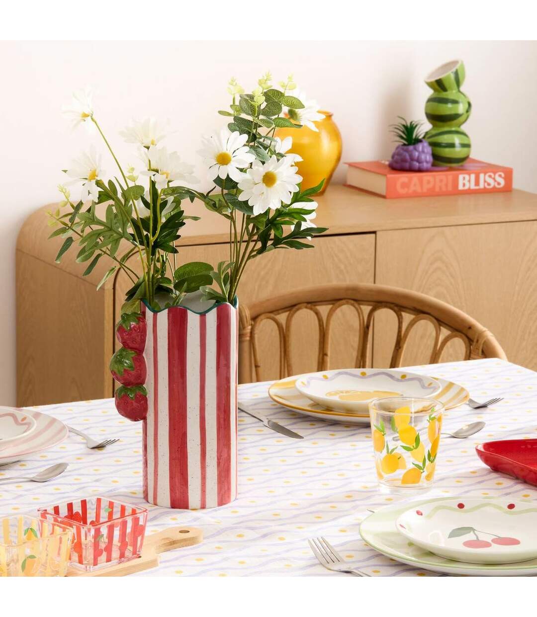 Vase Rayé en Dolomite Fruity 23cm Multicolore-2